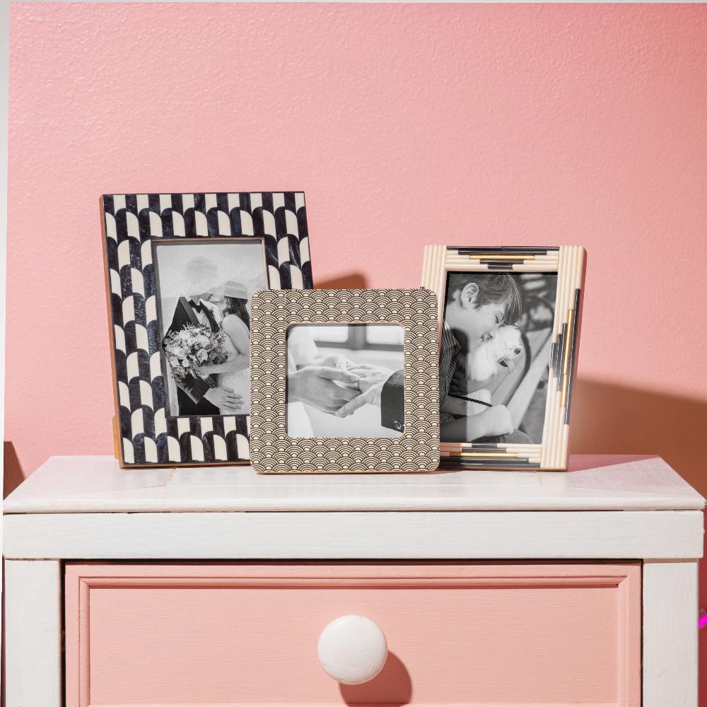 Karma Gifts B&W Piped Rectangle Resin Picture Frame