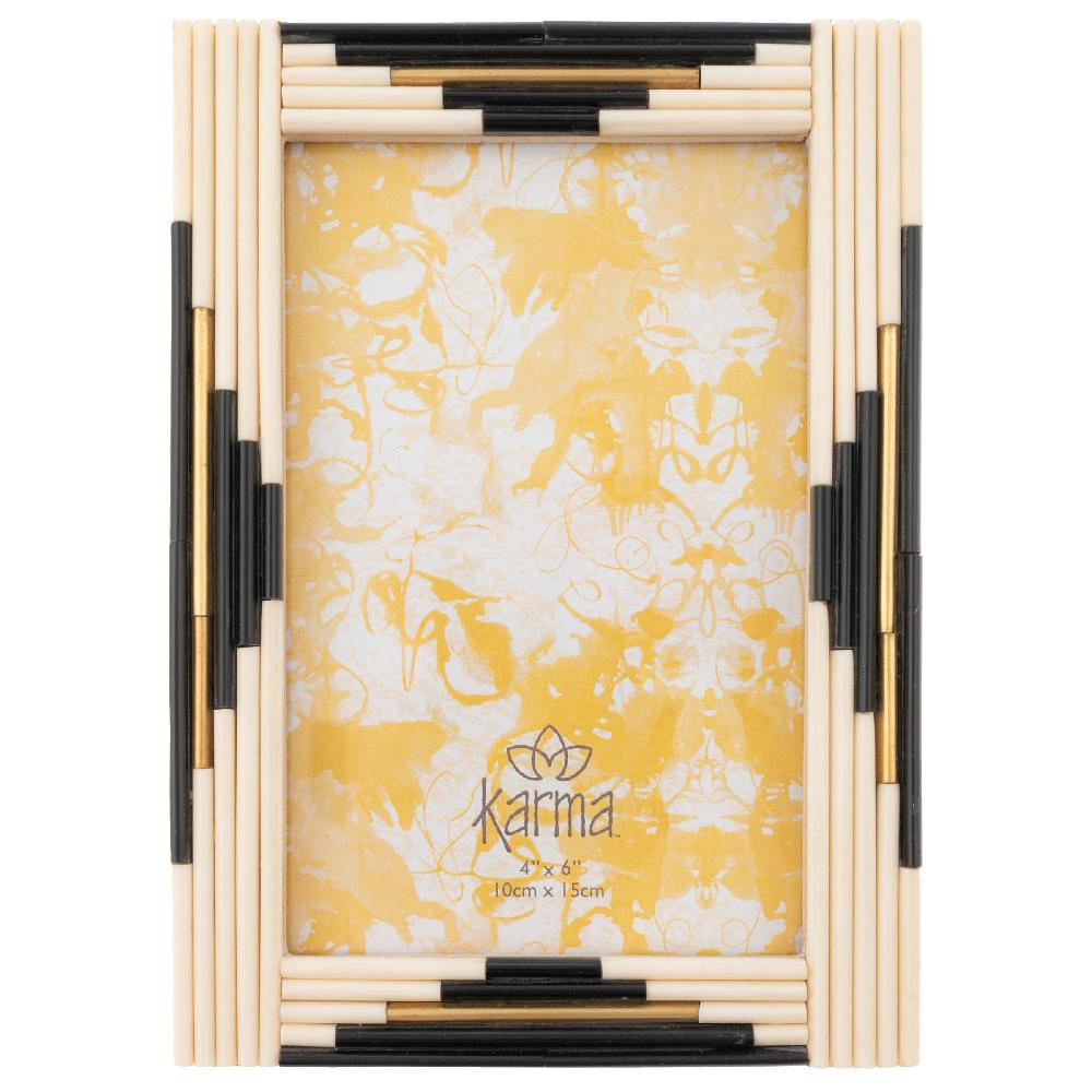 karma gifts B&W Piped Rectangle Resin Picture Frame