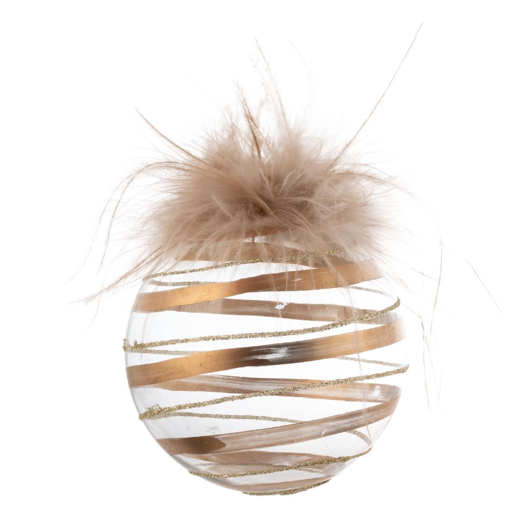 karma gifts Ball Feather Top Striped Glass Clear Ornament
