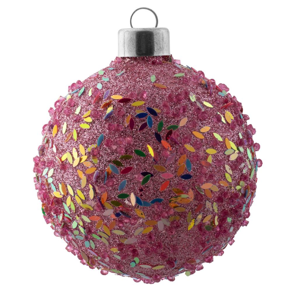 karma gifts Ball Glittered Confetti Glass Pink Ornament