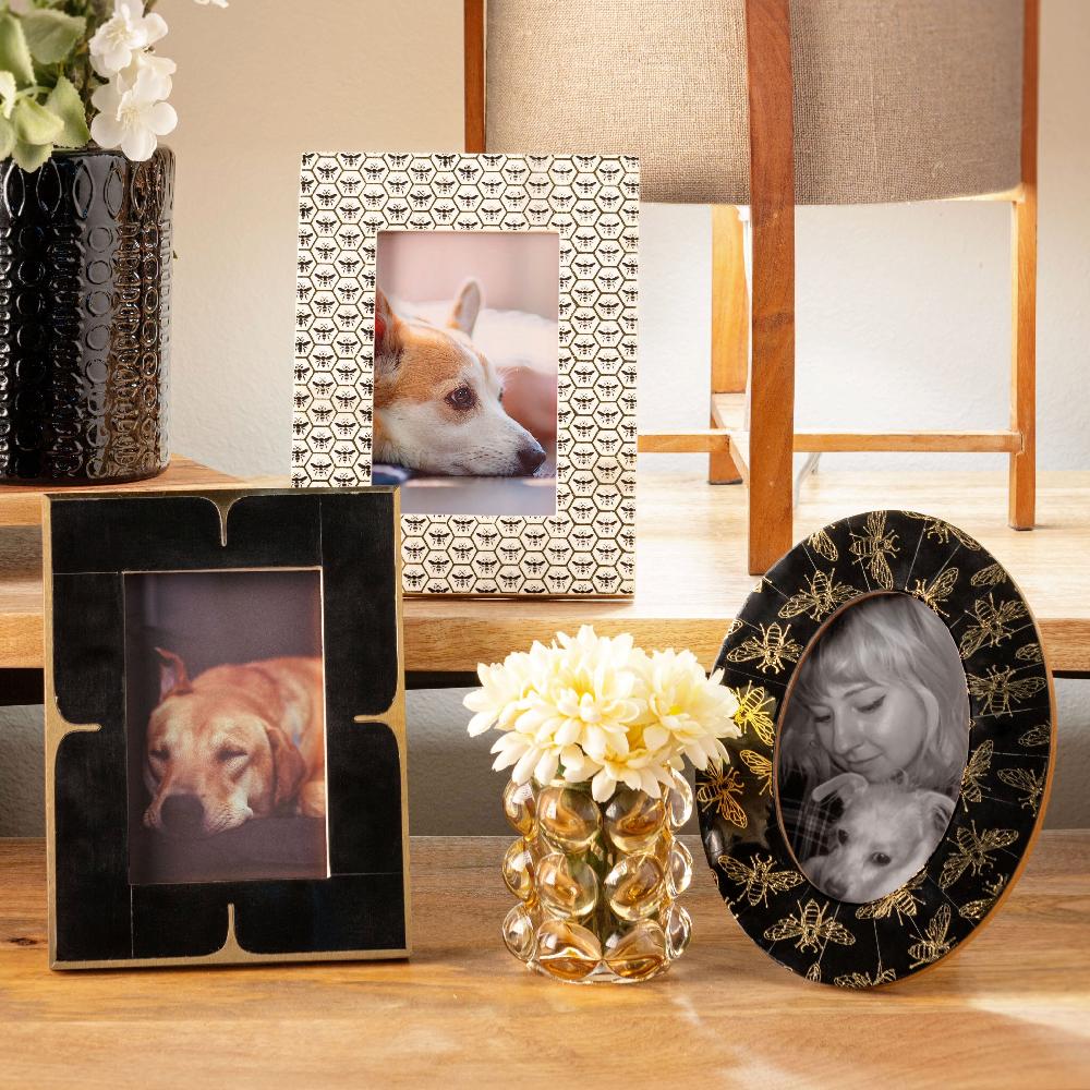 Karma Gifts Black And Gold Rectangle Resin And Brass Frame