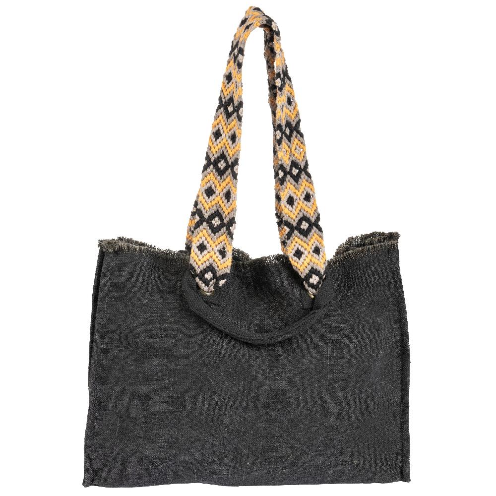 Karma Gifts Black Oversized Tote With Hand Woven Straps