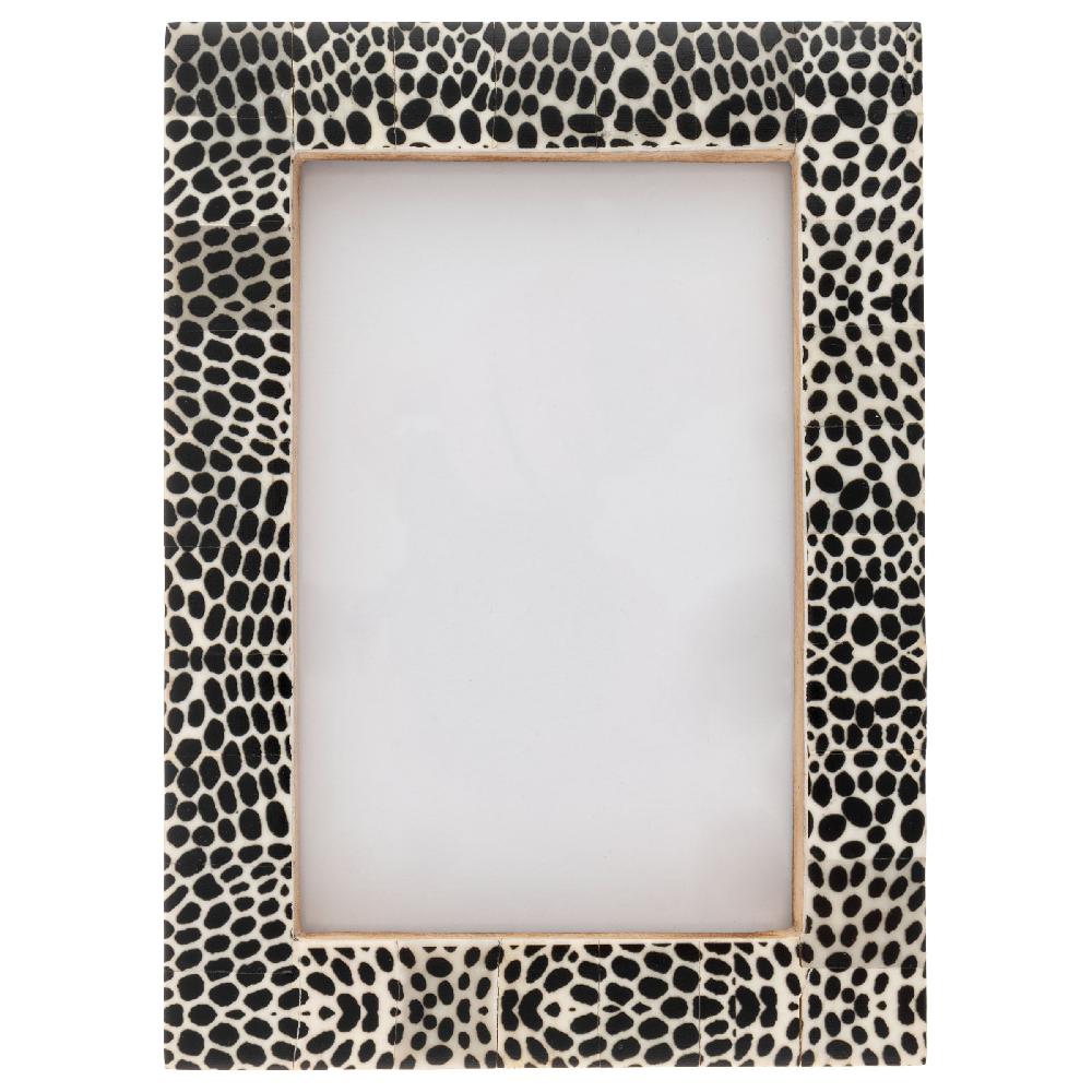 karma gifts Black Spotted Rectangle Natural Bone Picture Frame