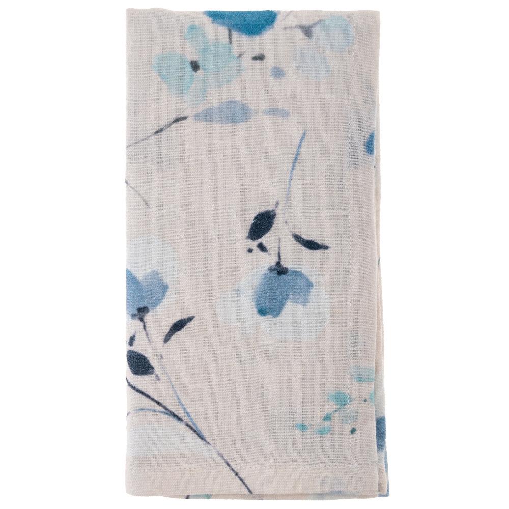 Karma Gifts Blue Floral Linen Blend Dinner Napkins (Set Of 4)