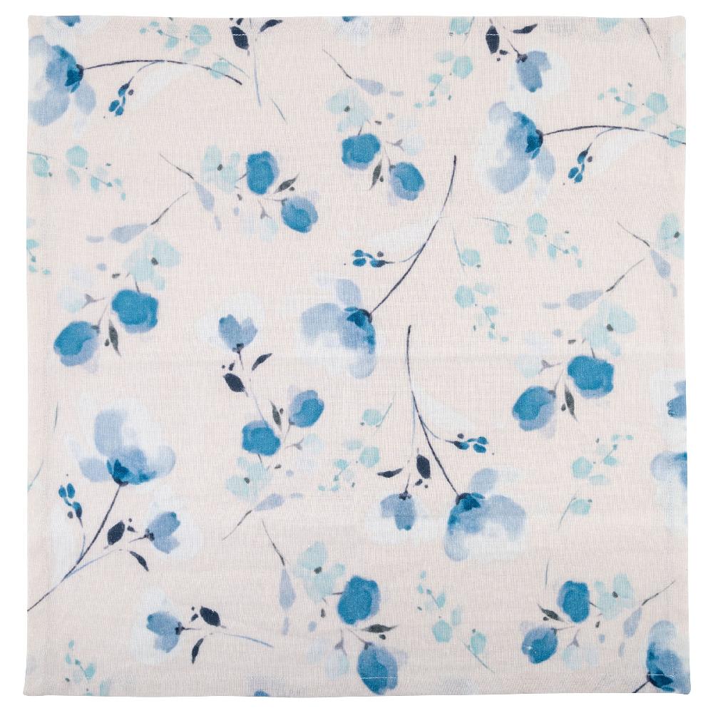 Karma Gifts Blue Floral Linen Blend Dinner Napkins (Set Of 4)