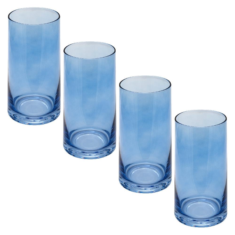 karma gifts Blue Set of 4 Mid Century Cooler Glasses
