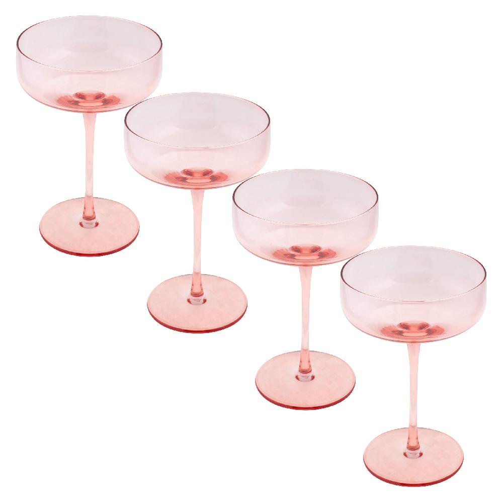 karma gifts Blush Set Of 4 Mid Century Champagne Coupes