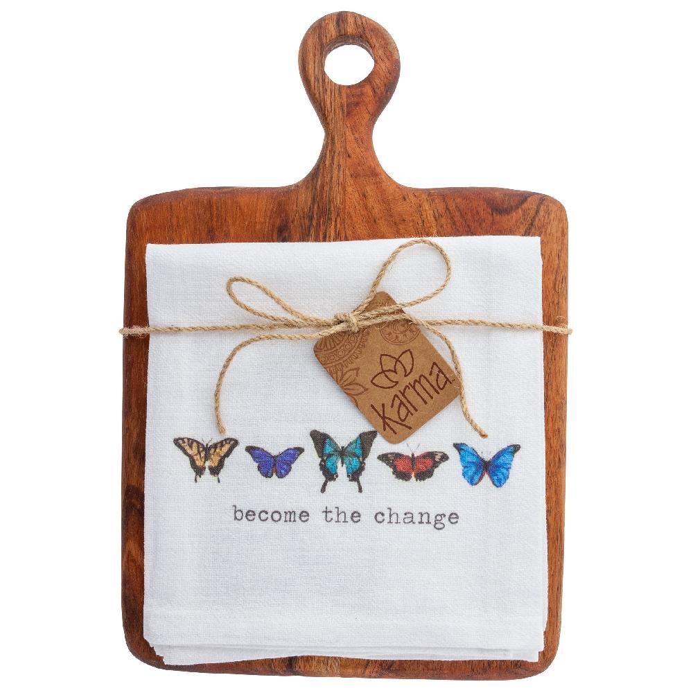 karma gifts Butterfly Cotton Tea Towel w/ Cutting Board