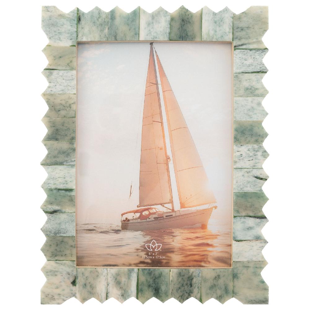 karma gifts Carved Edge Rectangle Natural Bone Picture Frame