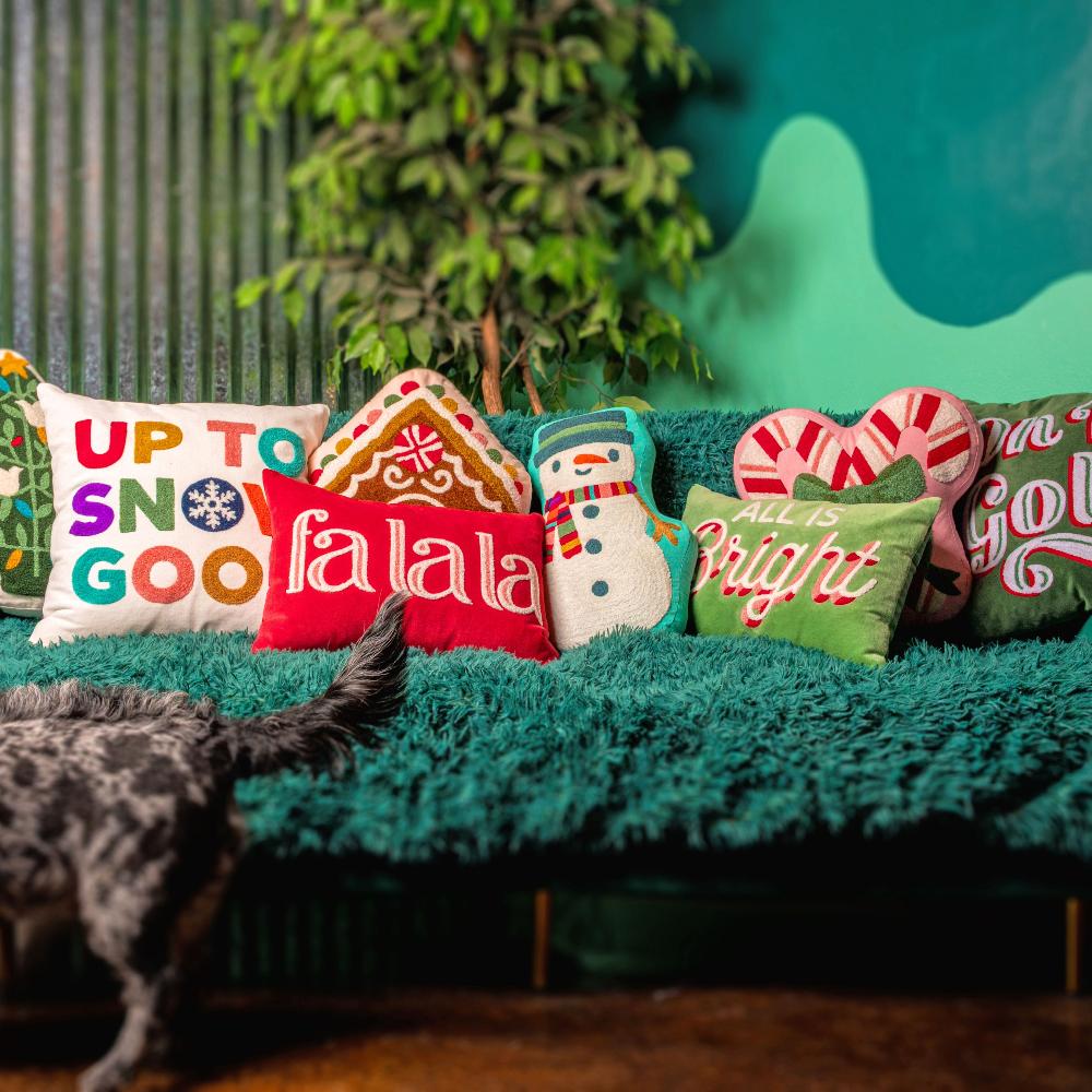 Karma Gifts Christmas Tree Shaped Embroidered Pillow