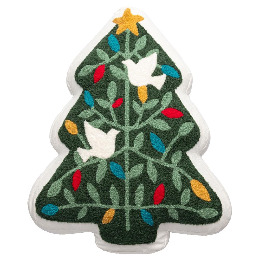 karma gifts Christmas Tree Shaped Embroidered Pillow