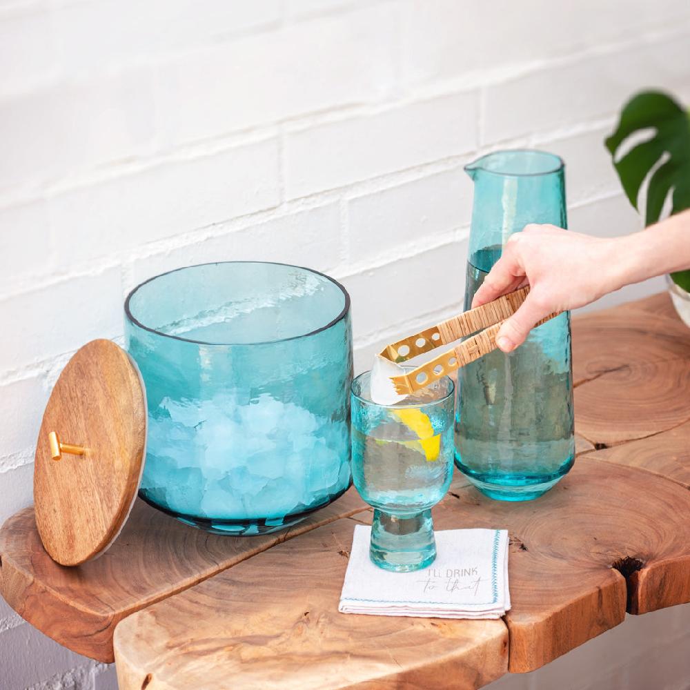 Karma Gifts Clear Catalina Ice Bucket With Raffia Tongs