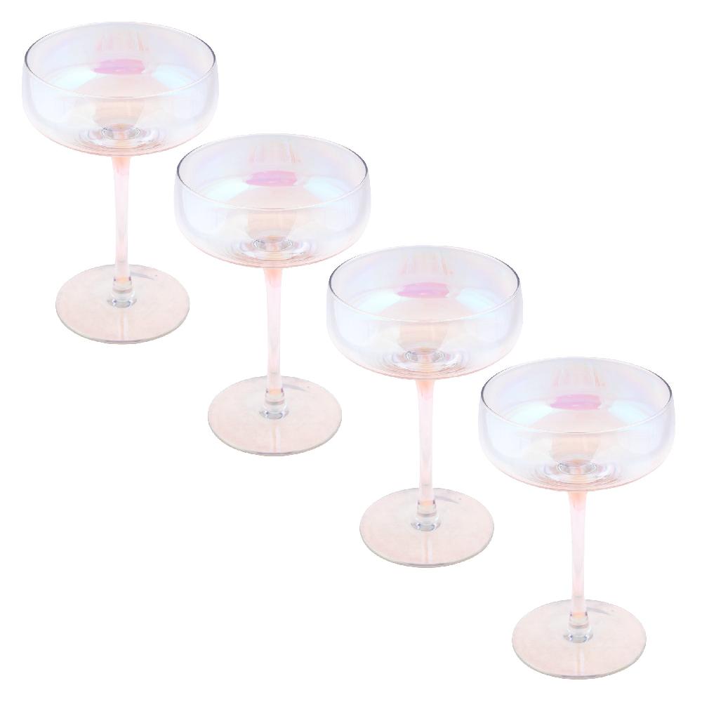 karma gifts Clear Luster Set Of 4 Mid Century Champagne Coupes