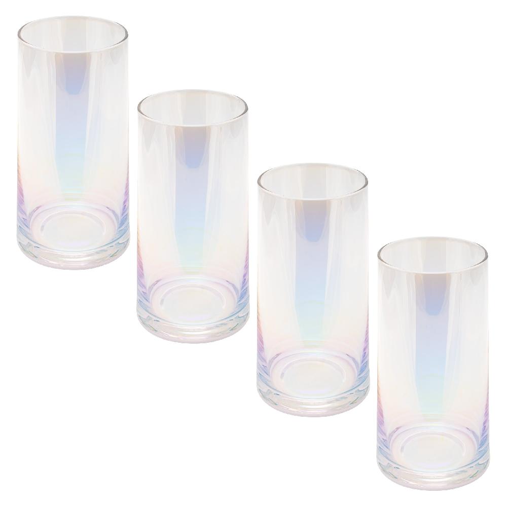 karma gifts Clear Luster Set of 4 Mid Century Cooler Glasses