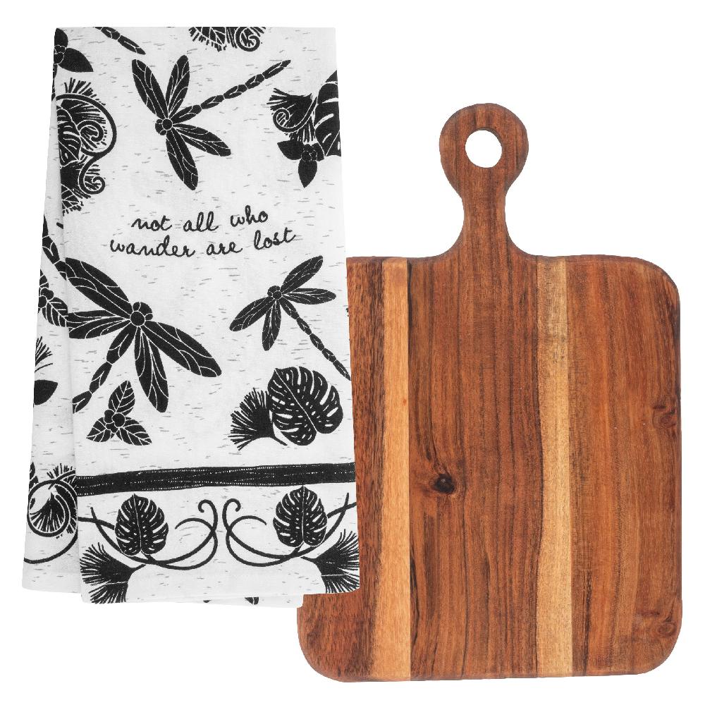 karma gifts Dragonfly Boho Tea Towels with Cutting Board