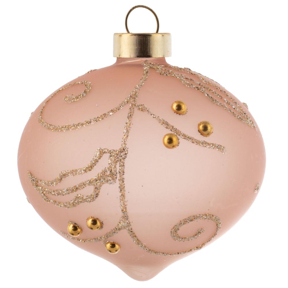 Karma Gifts Drop Gold Glitter Leaf Glass Ornament Blush