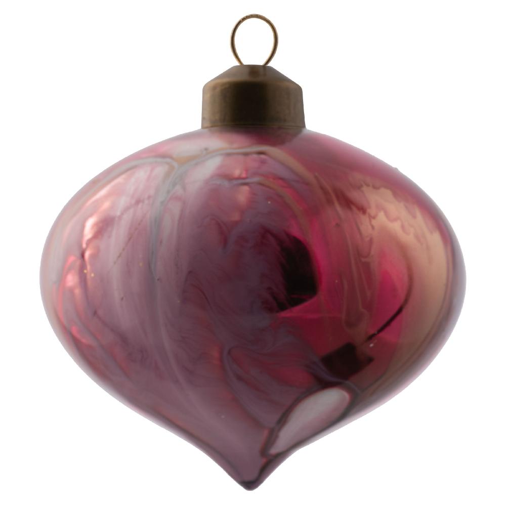 karma gifts Drop Swirl Painted Glass Ornament Garnet and Gold