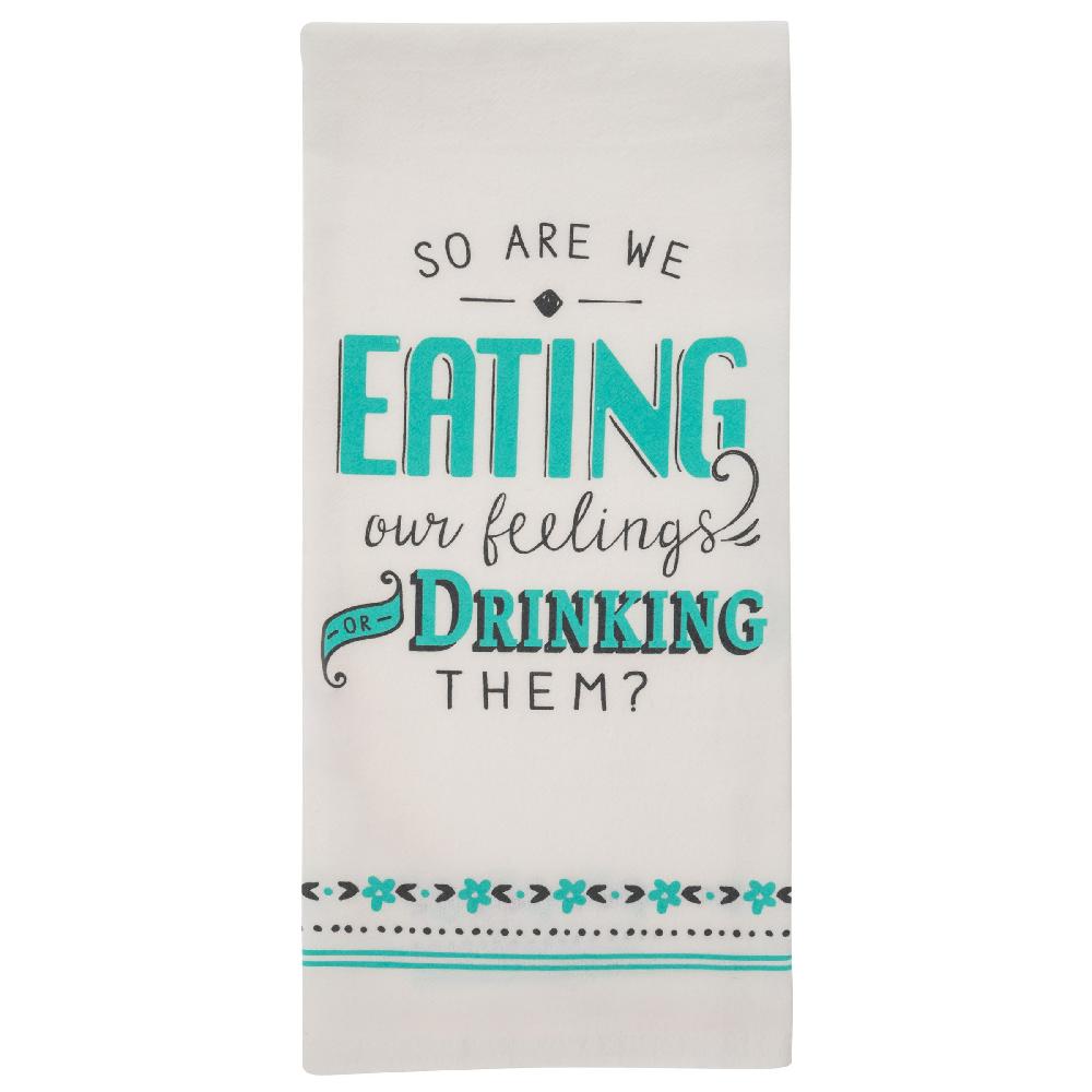 karma gifts Eating Our Feelings Cheeky Flour Sack Tea Towels