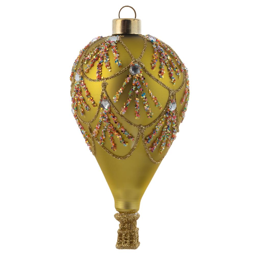 karma gifts Gold Deco Glitter Hot Air Balloon Glass Ornament