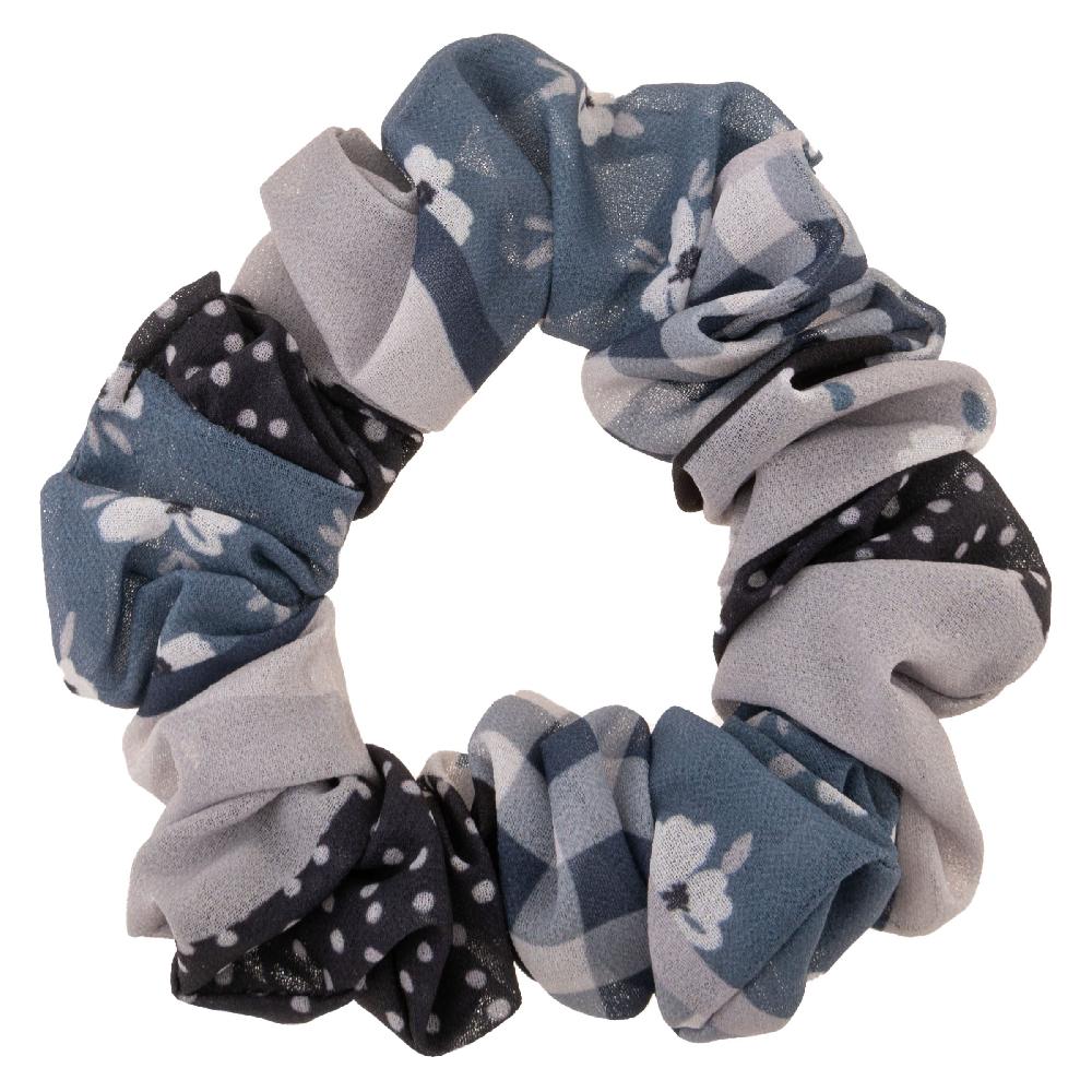 Karma Gifts Gray Floral Set Of 3 Chiffon Scrunchies