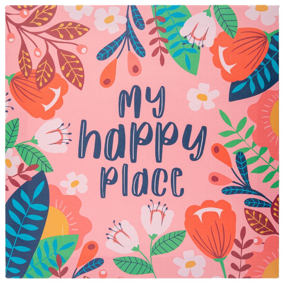 karma gifts Happy Place 11.75 X 11.75 Canvas Wall Art