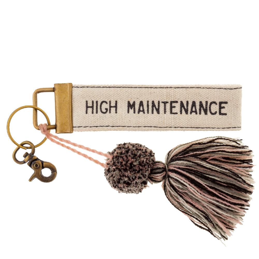 karma gifts High Maintenance Canvas Tassel Key Chain