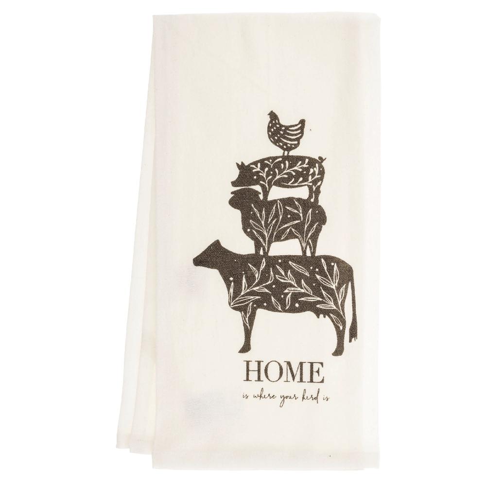 karma gifts Home Is Where Your Herd Is Modern Farmhouse Tea Towels