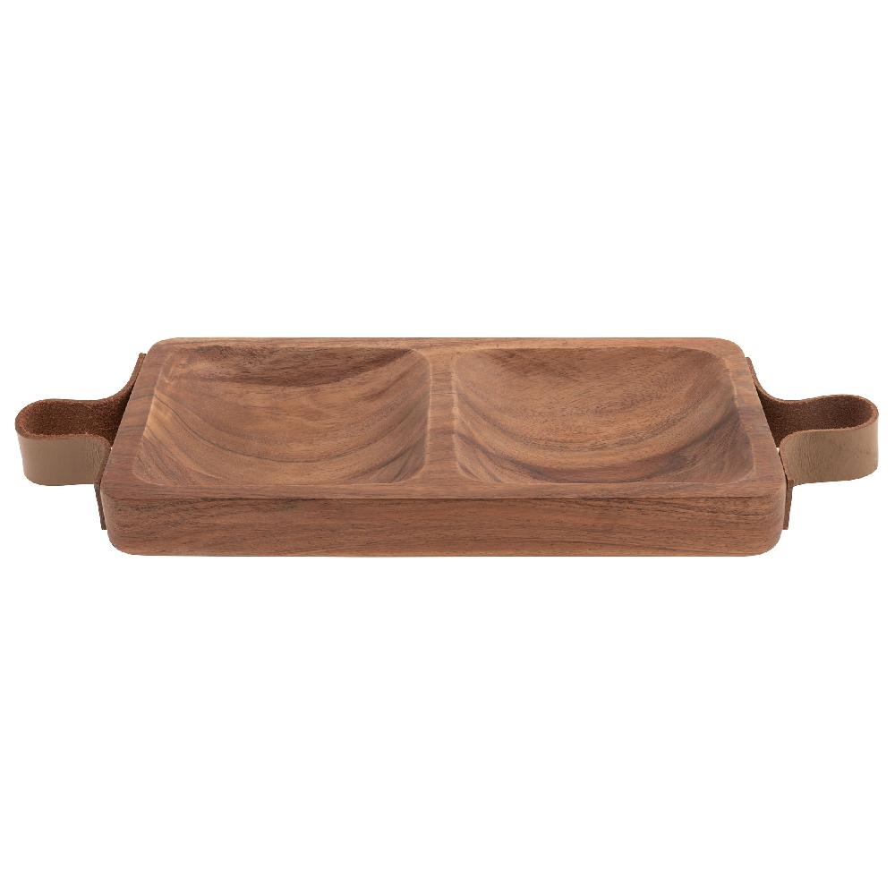 karma gifts Hors D'oeuvres Tray W/ Leather Handles Barcelona Tray