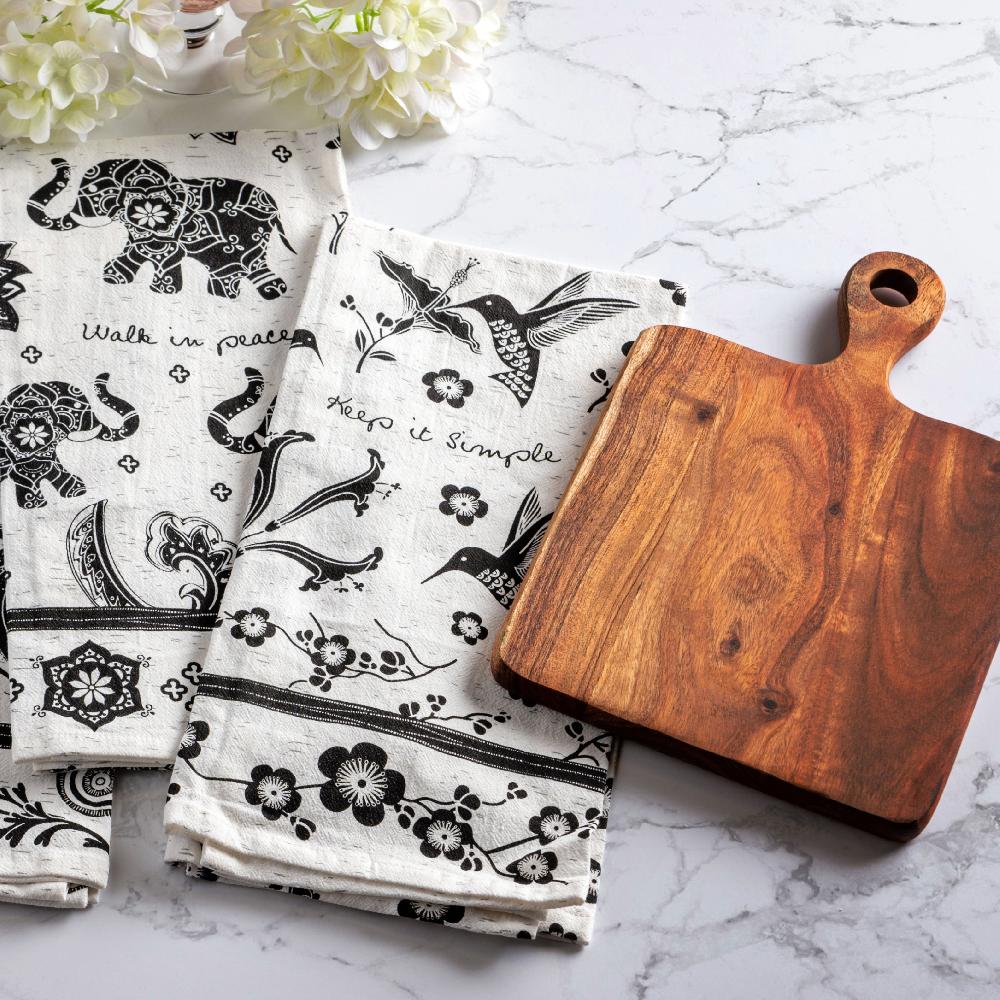 Karma Gifts Hummingbird Boho Tea Towels With Cutting Board