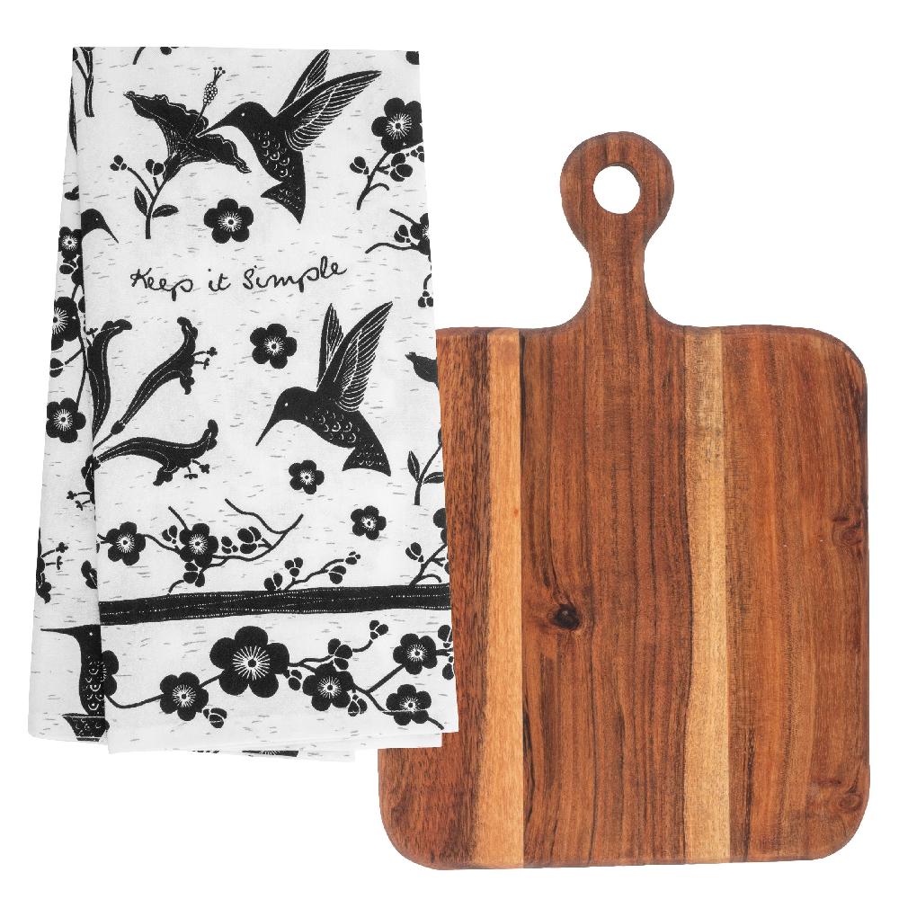 karma gifts Hummingbird Boho Tea Towels with Cutting Board
