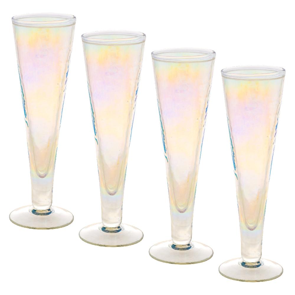 karma gifts Iridescent Set of 4 Catalina Champagne Flute Set