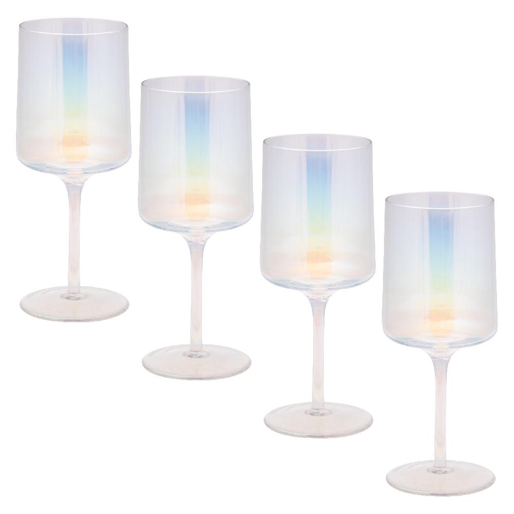 karma gifts Iridescent Set Of 4 Mid Century Wine Glasses