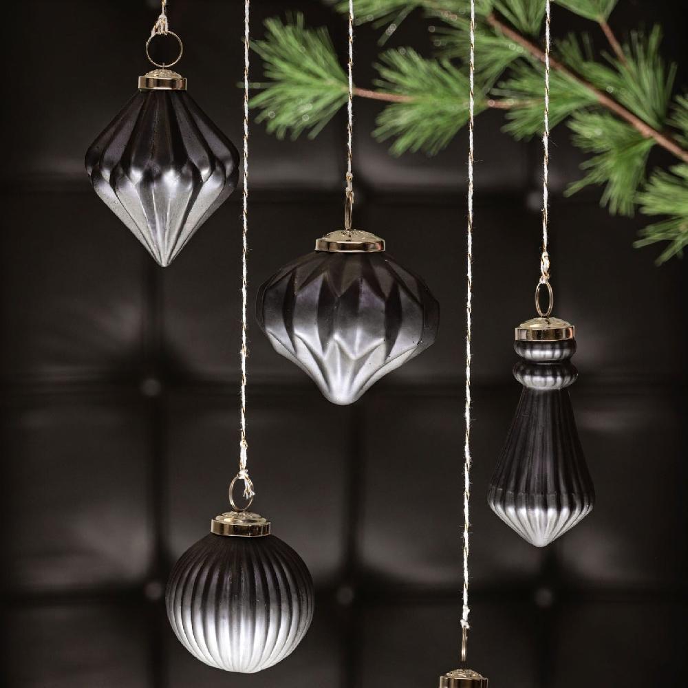 Karma Gifts 3.5" Faceted Gunmetal Ornaments