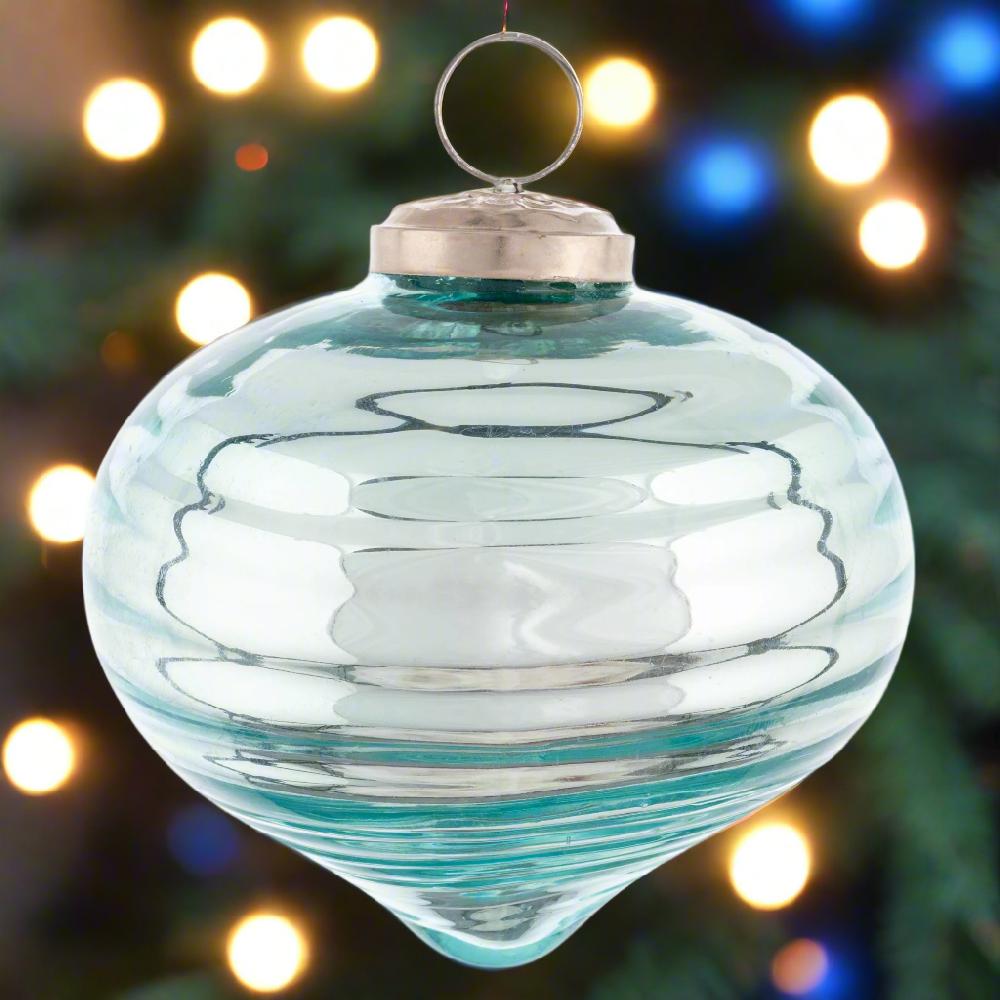 Karma Gifts Aqua Mercury Swirl Glass Ornament