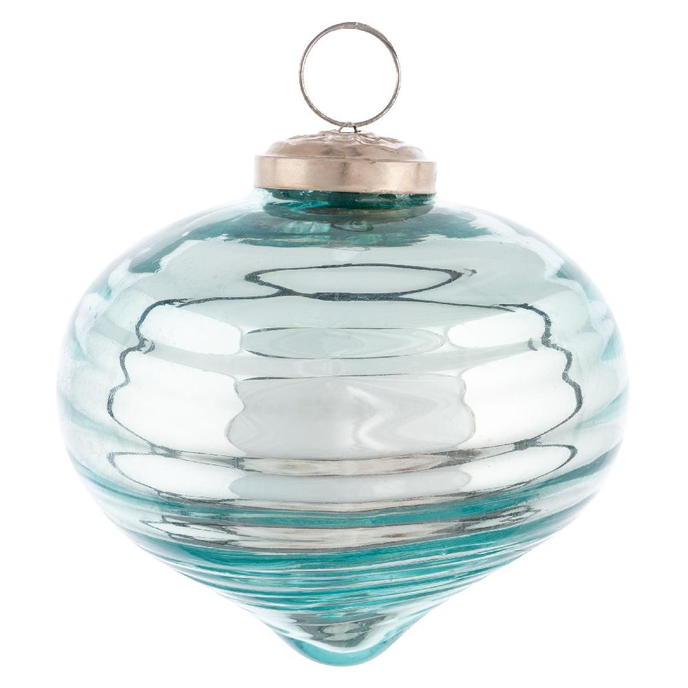 Karma Gifts Aqua Mercury Swirl Glass Ornament