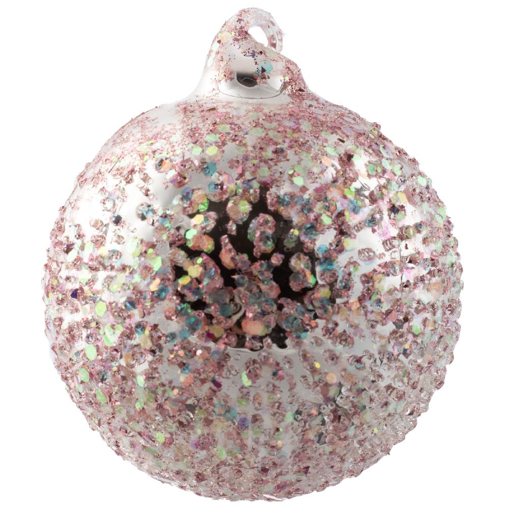 karma gifts Ball Icy Confetti Glass Ornament Pink