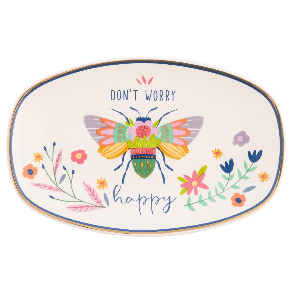 karma gifts Bee Happy Oval Trinket Tray