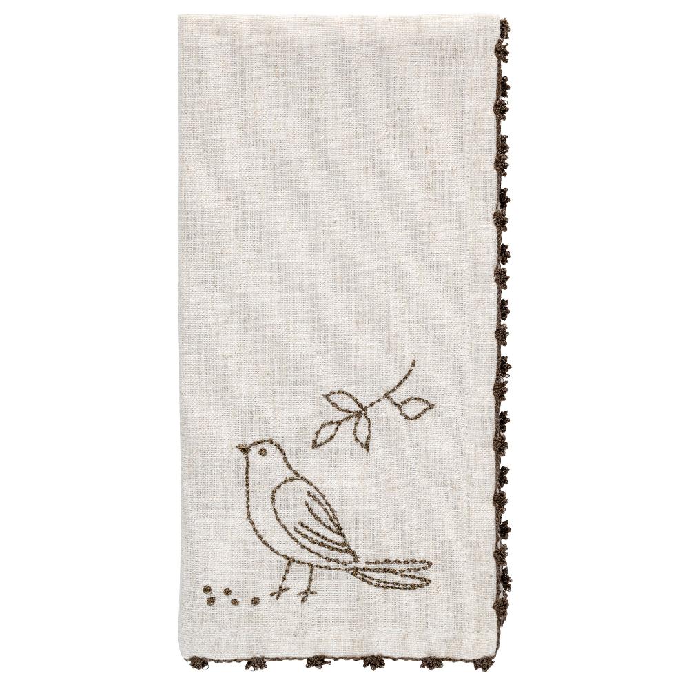 Karma Gifts Bird Embroidered Cotton Dinner Napkins