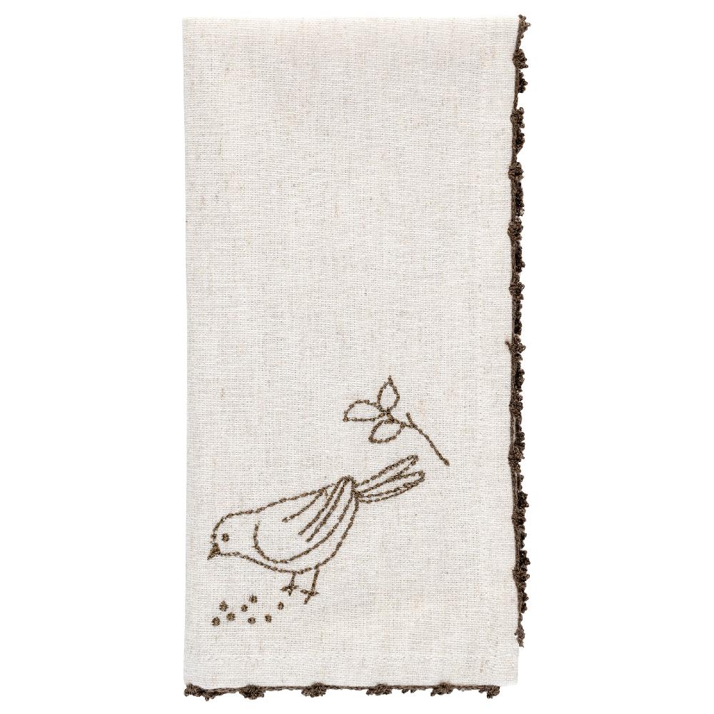 Karma Gifts Bird Embroidered Cotton Dinner Napkins