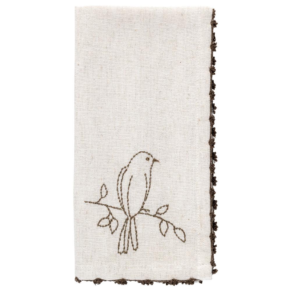 Karma Gifts Bird Embroidered Cotton Dinner Napkins