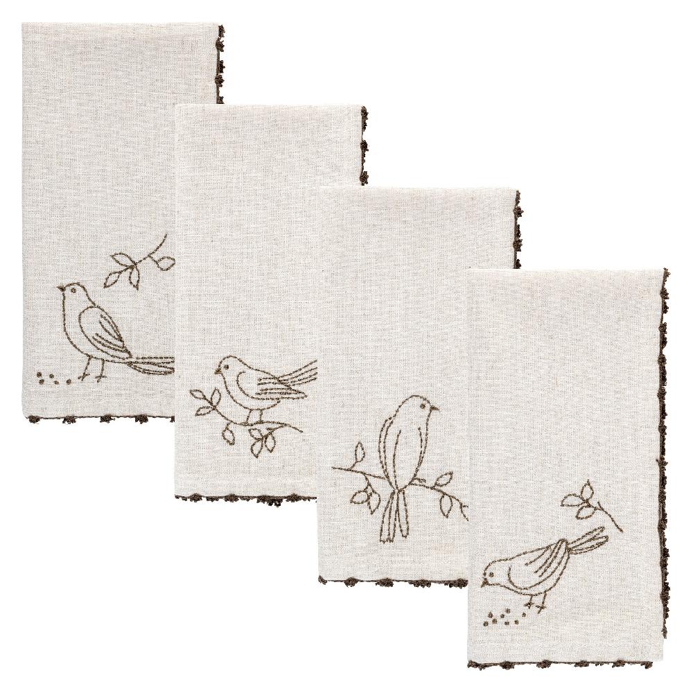 Karma Gifts Bird Embroidered Cotton Dinner Napkins