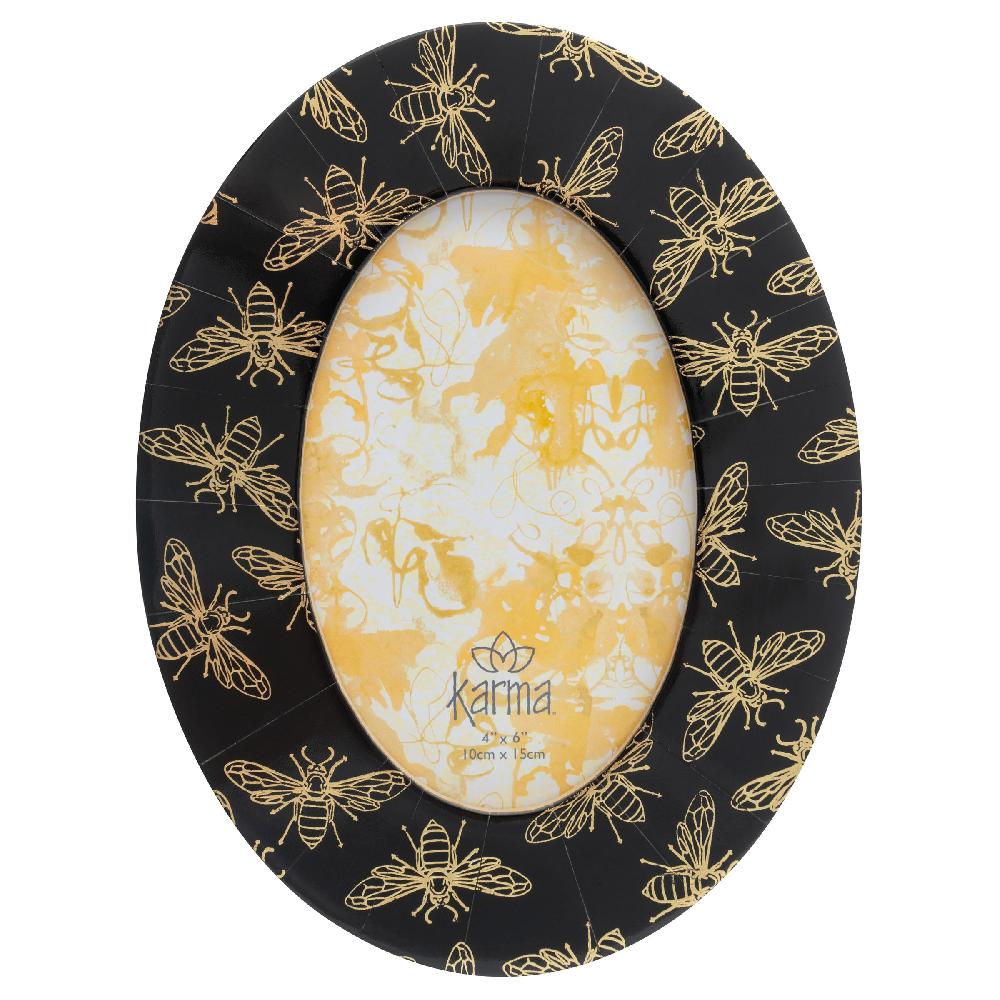 karma gifts Black Bee Oval Resin Picture Frame
