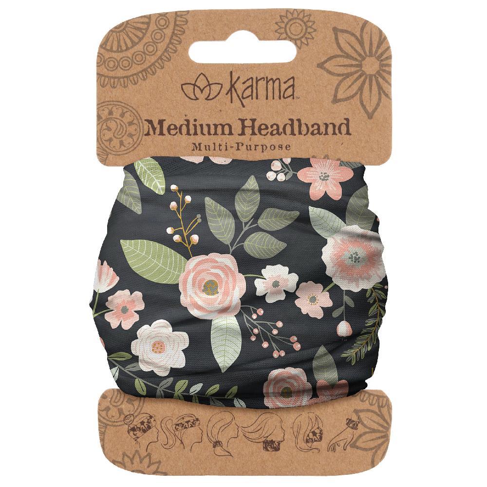 Karma Gifts Black Floral Medium Headbands