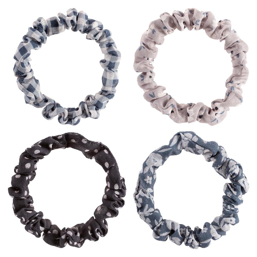 karma gifts Black & Gray Floral Slim Scrunchies