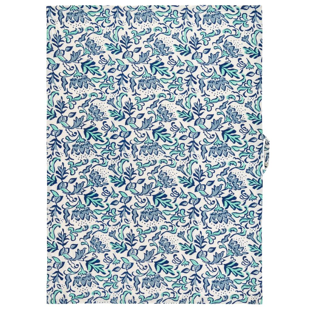 Karma Gifts Blue Botanical Linen Blend Tea Towel
