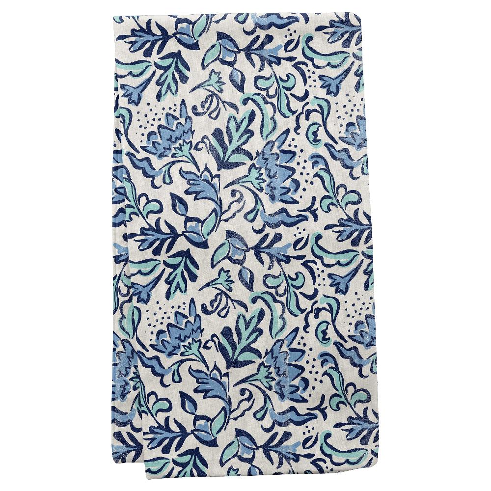 karma gifts Blue Botanical Linen Blend Tea Towel