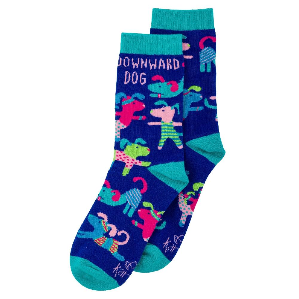 karma gifts Blue Downward Dog Crew Socks
