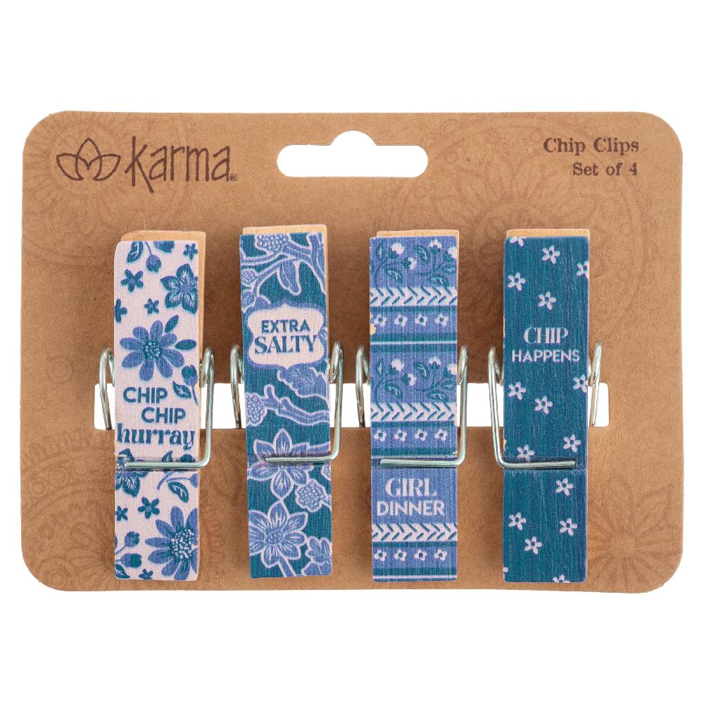 karma gifts Blue Floral Chip Clips