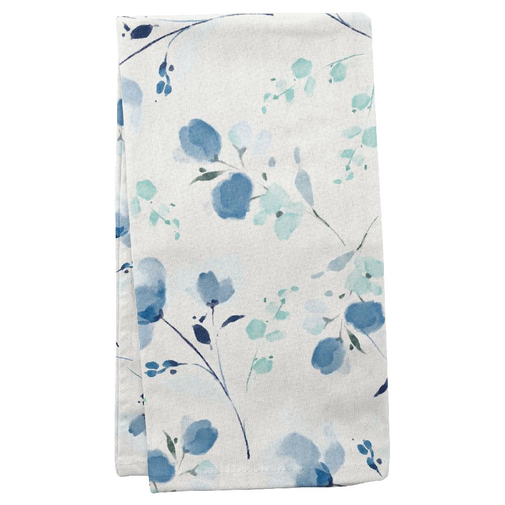 karma gifts Blue Floral Linen Blend Tea Towel
