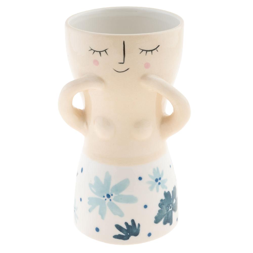 karma gifts Blue Floral Reyna Busty Lady Vases